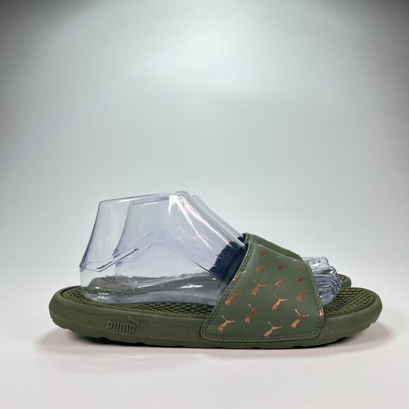 Puma Cool Cat Bold 2 Slides Olive Green Casual Comfort Sandals Women's Size 8 - Picture 1 of 10